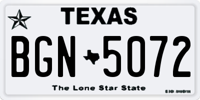 TX license plate BGN5072
