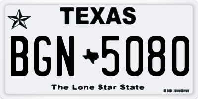 TX license plate BGN5080
