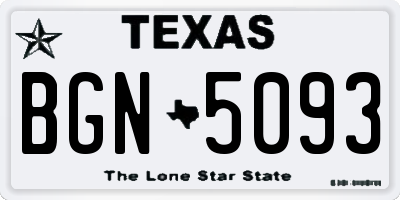 TX license plate BGN5093