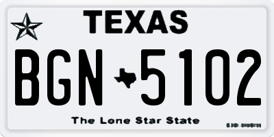 TX license plate BGN5102