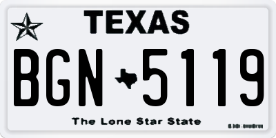 TX license plate BGN5119
