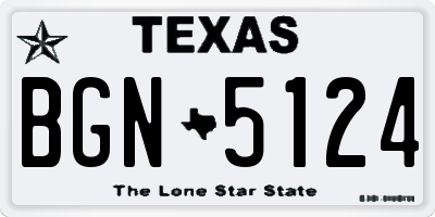 TX license plate BGN5124
