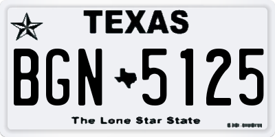 TX license plate BGN5125