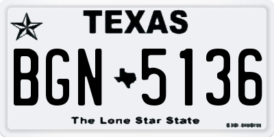 TX license plate BGN5136