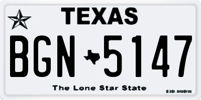 TX license plate BGN5147