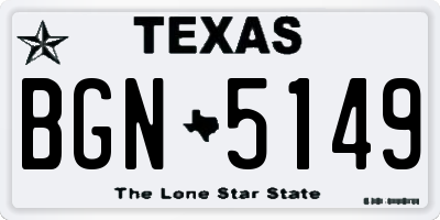 TX license plate BGN5149