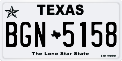 TX license plate BGN5158