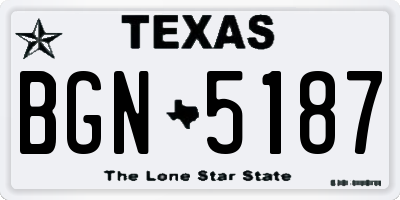 TX license plate BGN5187