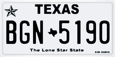 TX license plate BGN5190