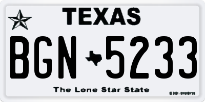 TX license plate BGN5233