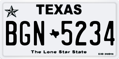 TX license plate BGN5234