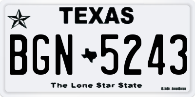TX license plate BGN5243
