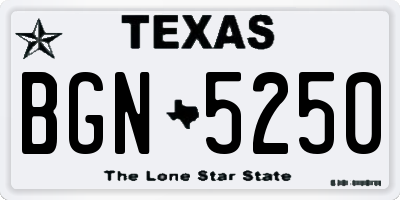 TX license plate BGN5250