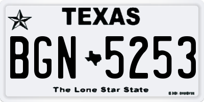 TX license plate BGN5253