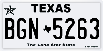 TX license plate BGN5263