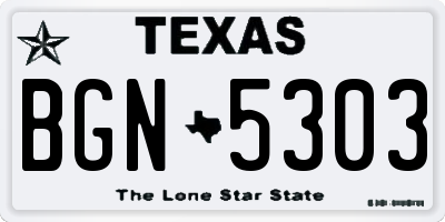 TX license plate BGN5303