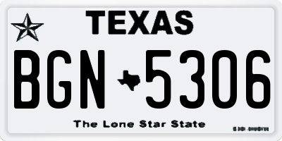 TX license plate BGN5306