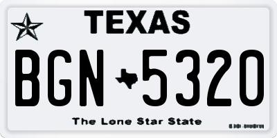 TX license plate BGN5320