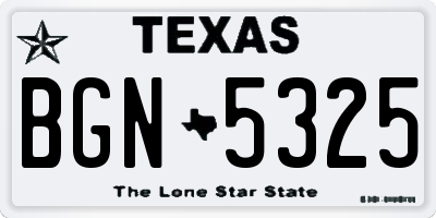 TX license plate BGN5325