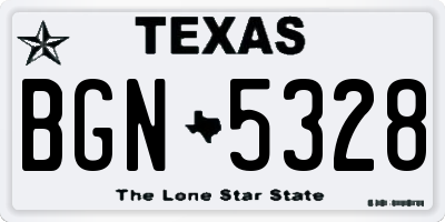 TX license plate BGN5328