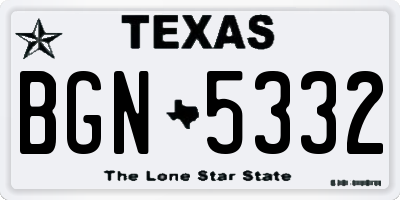 TX license plate BGN5332