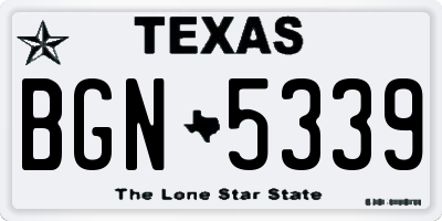 TX license plate BGN5339
