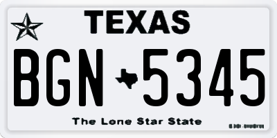 TX license plate BGN5345