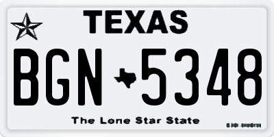 TX license plate BGN5348