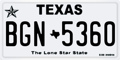 TX license plate BGN5360