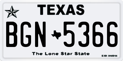 TX license plate BGN5366