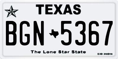 TX license plate BGN5367