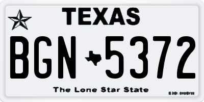 TX license plate BGN5372