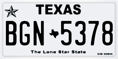TX license plate BGN5378