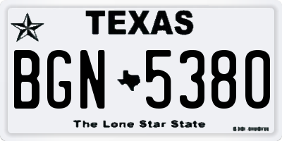 TX license plate BGN5380
