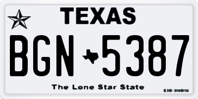 TX license plate BGN5387