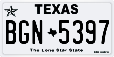 TX license plate BGN5397
