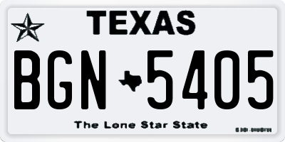 TX license plate BGN5405