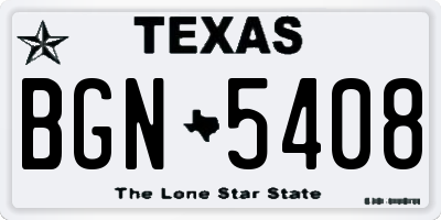 TX license plate BGN5408