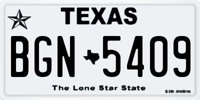 TX license plate BGN5409
