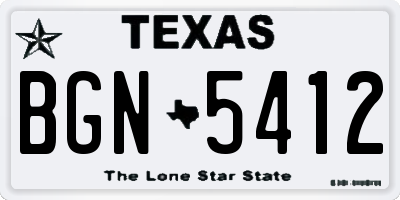 TX license plate BGN5412