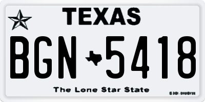 TX license plate BGN5418
