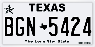 TX license plate BGN5424