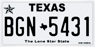 TX license plate BGN5431