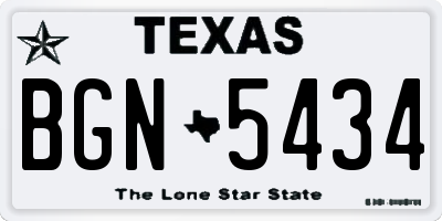 TX license plate BGN5434