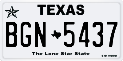 TX license plate BGN5437