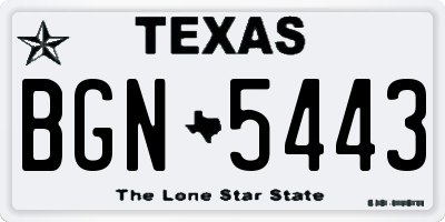 TX license plate BGN5443