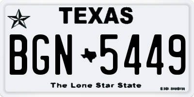 TX license plate BGN5449