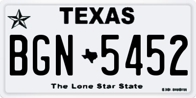TX license plate BGN5452