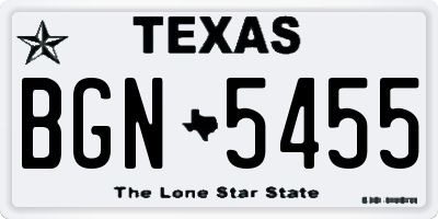 TX license plate BGN5455