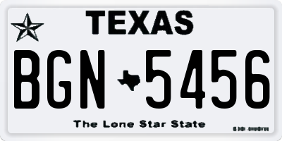 TX license plate BGN5456